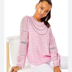 NWT Briley Top - Calla Lilly Pink Viscose Metallic Rainbow Clip